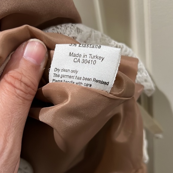 NWT Designers Remix Collection Taupe Pleated Skirt With Lace Trim and Ribbons - Picture 8 of 8